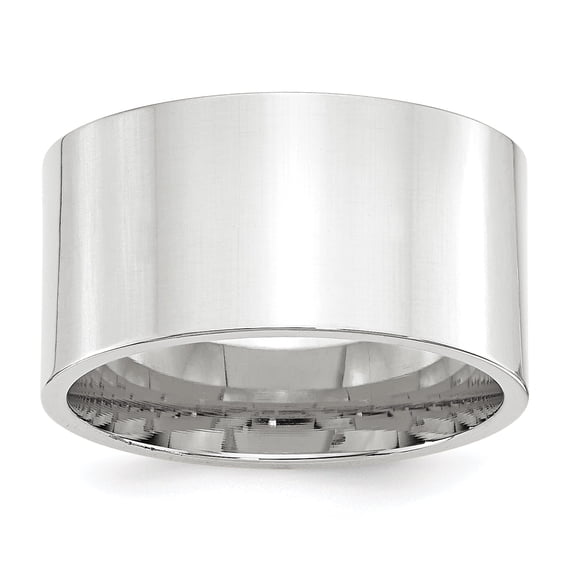 10K White Gold 12mm Standard Flat Comfort Fit Band Ring Size 14