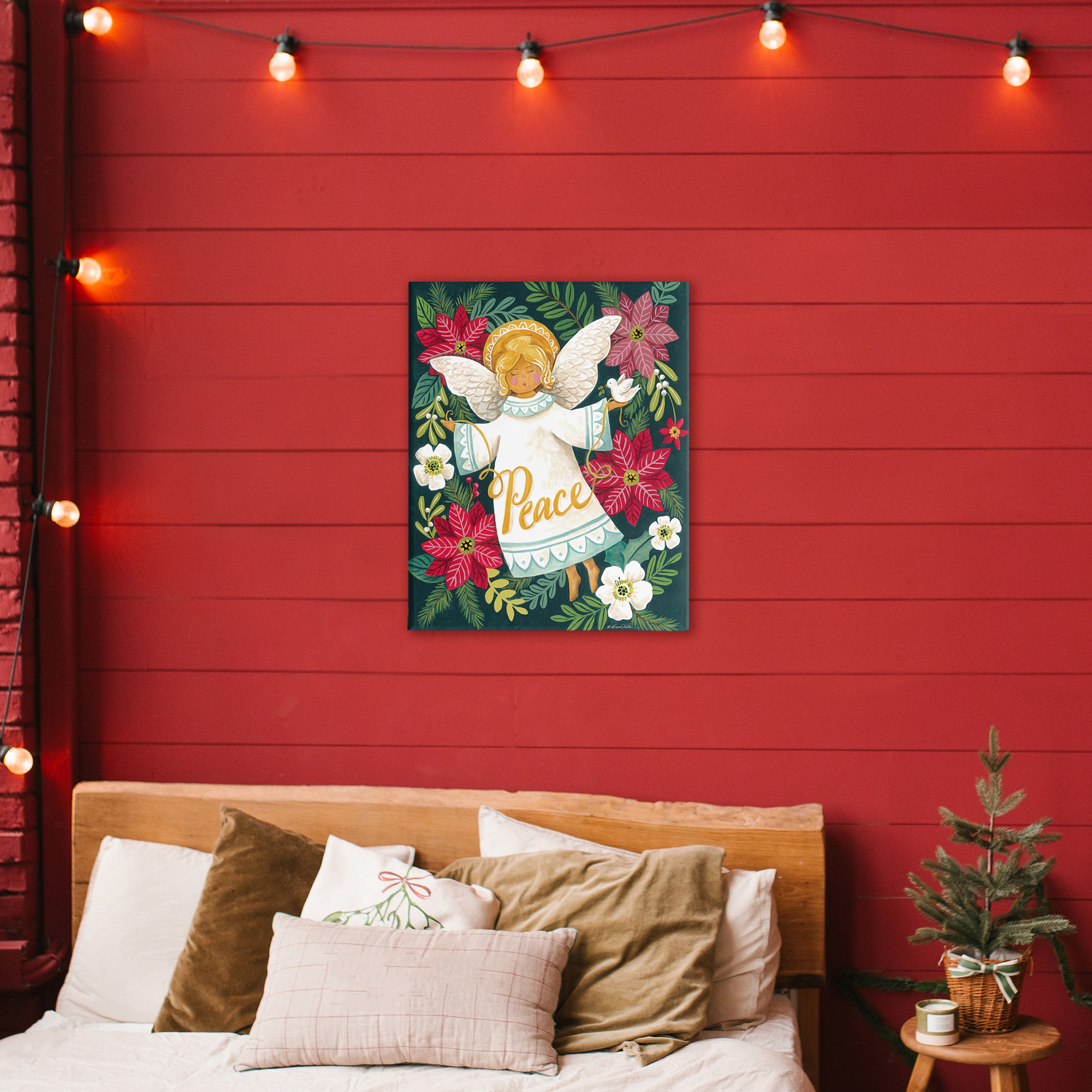 Angel with Peace & Botanicals Canvas Wall Art, design by Diane Kater