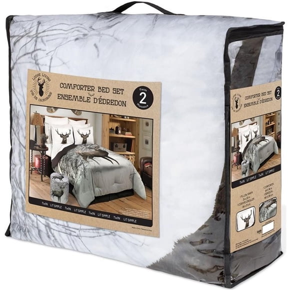 Pemberly Row 3-piece Deer in Snowy Forest King Comforter Set in Multi-Color