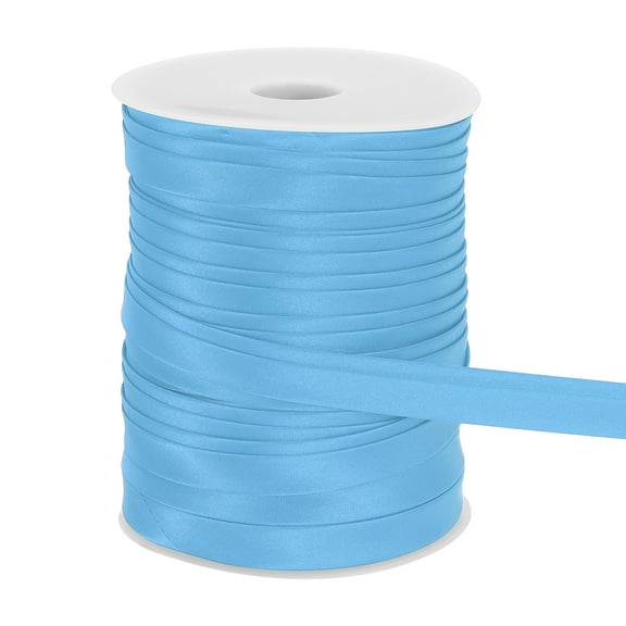 Uxcell Double Fold Bias Tape for Sewing 3/5 Inch x 55 Yards Satin Tape Light Blue