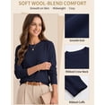 thumbnail image 2 of QUALFORT Women’s Crew Neck Pullover Sweater, Soft Midweight Long Sleeve Wool Blend Knit Top, Navy, Size XL, 2 of 7