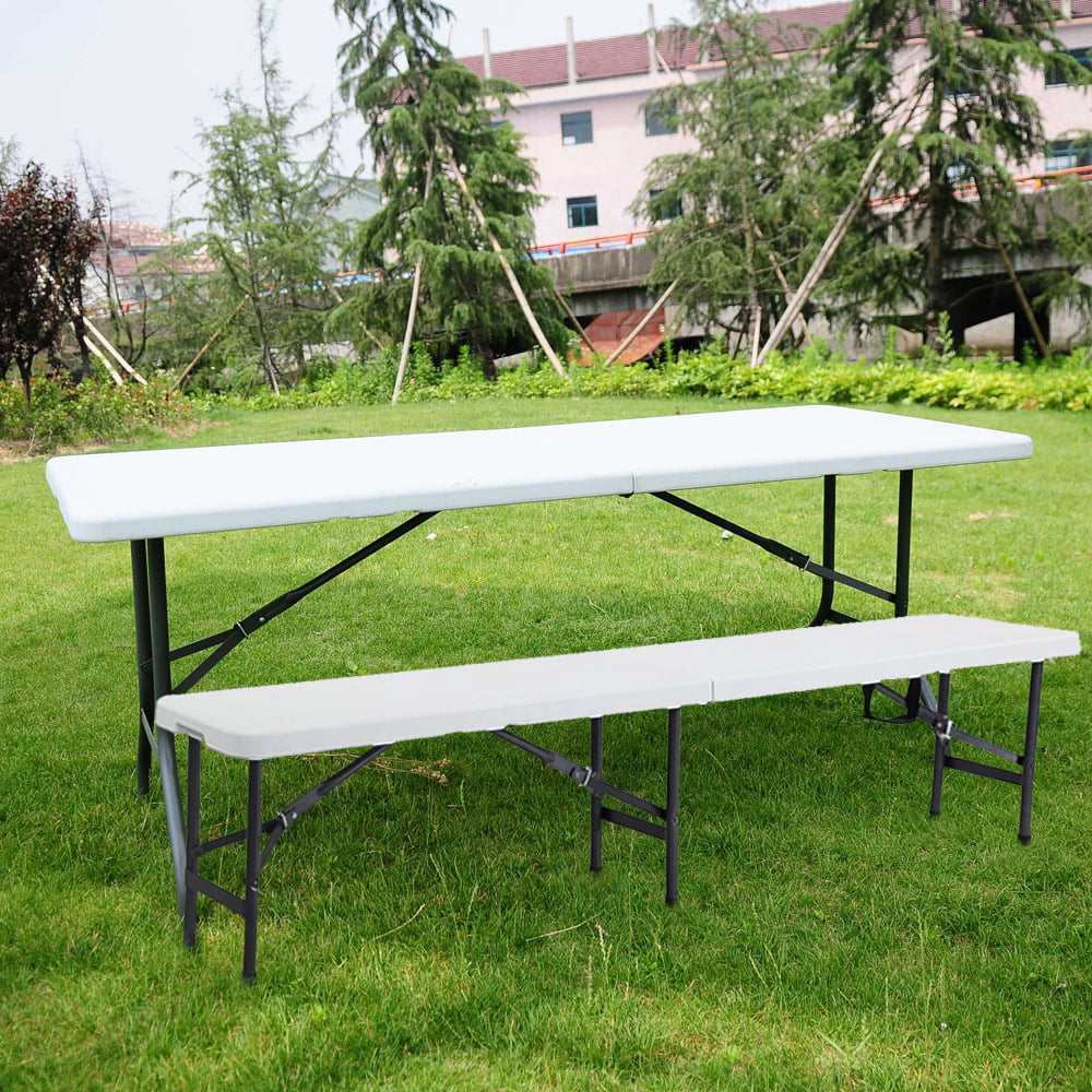 Ktaxon 6 Portable Folding Picnic Table With 6 Camping Bench For