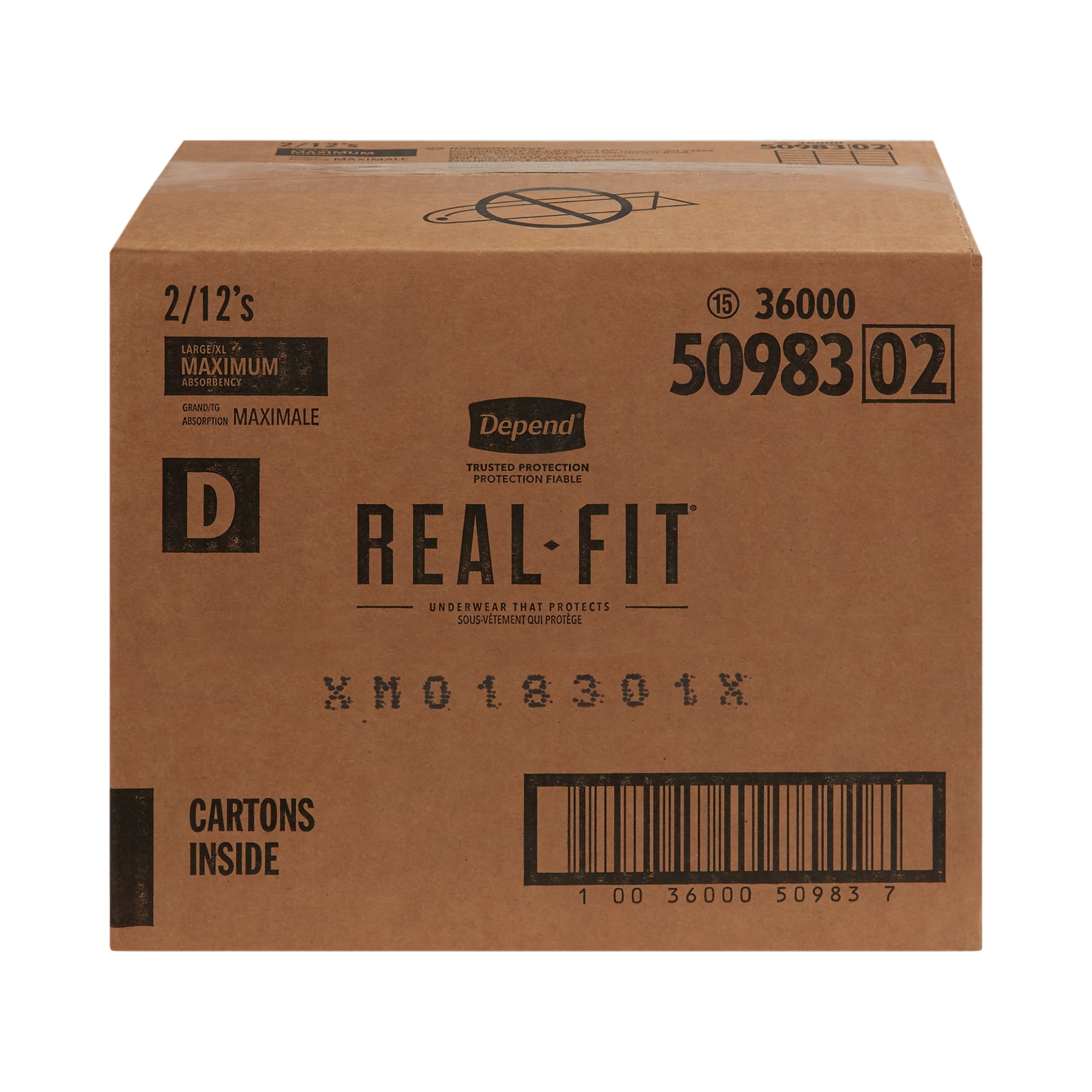 Depend Real Fit Disposable Underwear Male Waistband Style Large / X-Large, 50983, Maximum, 24 Ct