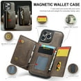 thumbnail image 6 of ELEHOLD for iPhone 14 Pro Detachable Wallet Case Premium PU Leather 2-in-1 Magnetic Removable Zipper Card Holders RFID Blocking Logo Hollow View Shockproof Protection Kickstand Case,coffee, 6 of 8