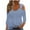 Blue, variant on Inleife New Arrivals Tops for Women Fashion Solid Color Off-Shoulder Leakage 3/4 Sleeves Pullover Tops