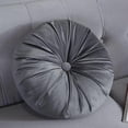 thumbnail image 1 of Round Velvet Solid Color Chair Cushion Pumpkin Ruffle Pillow Home Decor Floor Pillow 15 Inch Diameter Light Gray, 1 of 3