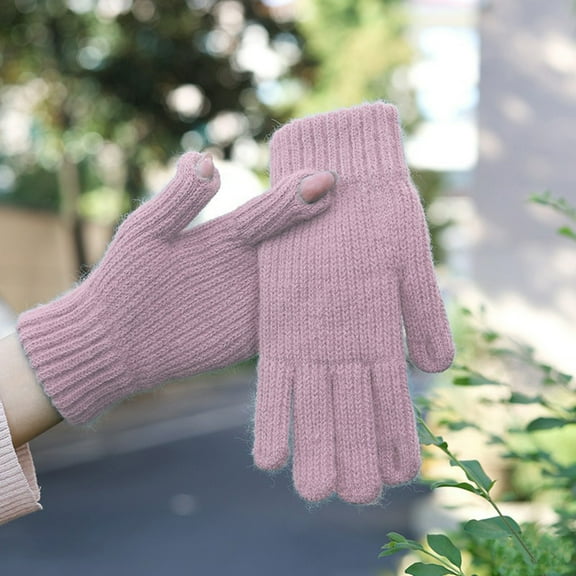 Lilgiuy Women's Winter Touch Screen Knit Gloves Warm Lining Three Finger Double Touchable Screen Fingertip Design Mittens for Gifts for Your Girlfriend Wife Mom