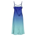 thumbnail image 4 of Maqroz Womens Summer Dresses Maxi Gradient Color Spaghetti Strap V Neck Dress Loose Side Split Long Office Summer Beach Travel Dresses Summer Sleepwear Multicolor S, 4 of 8