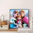 thumbnail image 2 of 5D Diy Diamond Painting Kit - Cute Cartoon Characters Elsa, Anna & Frozen - Round Full Drill Embroidery Mosaic Art For Home Living Room Wall Decor, 11.81X11.81In, 2 of 5