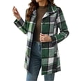 thumbnail image 6 of Uaswgudfs Women's Plaid Lapel Mid-Length Wool-Blend Coat with Pockets Lined for Fall Winter Daily Casual Work, 6 of 9