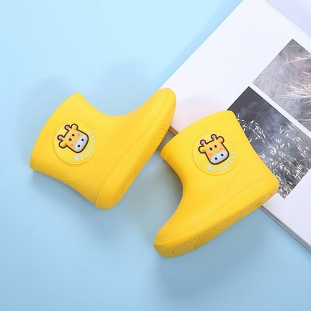 

HAXMNOU Children Kids Kids Boys Girls Cartoon Rubber Waterproof Rain Shoes Rain Boots Yellow