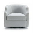 thumbnail image 3 of Swivel Velvet Accent Chair Armchair, Upholstered Swivel Barrel Chair with Metal Base for Living Room, 360 Degree Round Barrel Chair in Performance Fabric for Bedroom, Lounge, Hotel, Nursery, Gray, 3 of 5