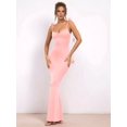 thumbnail image 6 of Women'S Evening Backless Straps Strap Stereoscopic Flower Halter Long Dresses Pink L, 6 of 8