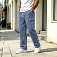 thumbnail image 6 of BVOFAR Cargo Sweatpants for Men Wide Leg Baggy Sweatpants Loose Soft Drawstring Elastic Waisted Pant with Pockets Navy XL, 6 of 10