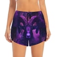 thumbnail image 2 of Balery Purple Starry Sky Antelope Pantalones cortos deportivos para mujer con forro y dos bolsillos, elásticos, para entrenamiento, gimnasio, yoga-Small, 2 of 7
