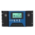 thumbnail image 1 of Controlador de carga solar de 12 V y 24 V, 4 puertos USB, 5 V, 2,5 A, pantalla LCD ajustable para casa, RV, barco, 100 A., 1 of 14