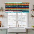 thumbnail image 2 of Colorful Striped Tier Curtains, Modern Abstract Art Retro Light Filtering Kitchen Curtains, 2Pcs Rod Pocket Half Window Treatments Panels for Sink Cafe Cabinet Camper 27.5x36 Inches, 2 of 9