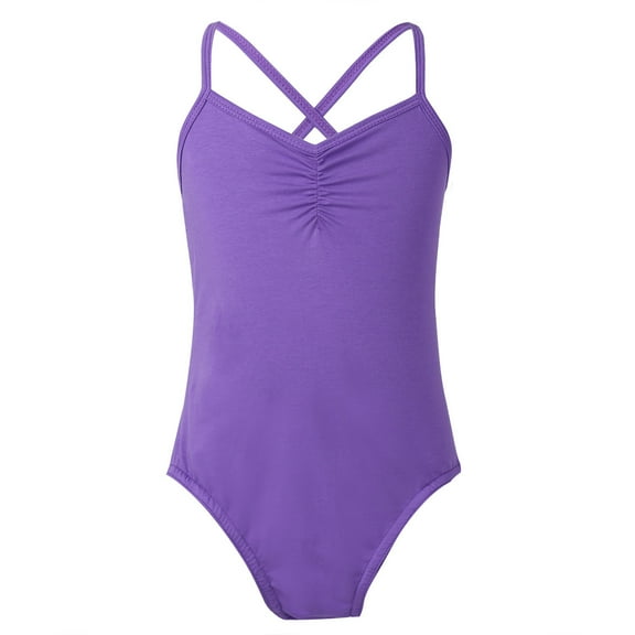 Linjinx Kids Girls Spaghetti Strap Criss Cross Back Ballet Dancer Leotard Classic Gymnastics Outfits Purple S