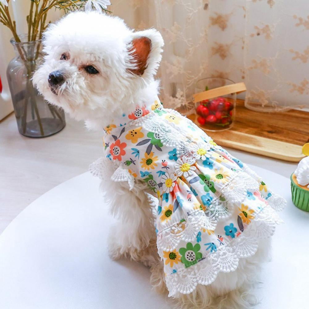 Taykoo Dog Dress Cute Floral Lace for Small Dogs Girl Summer Pet ...