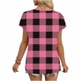 thumbnail image 3 of Cilsoka Women's V Neck T Shirts Short Sleeve Plaid Basic Tees Trendy Summer Going Out Tops Comfy Casual Fashion Clothes, 3 of 5