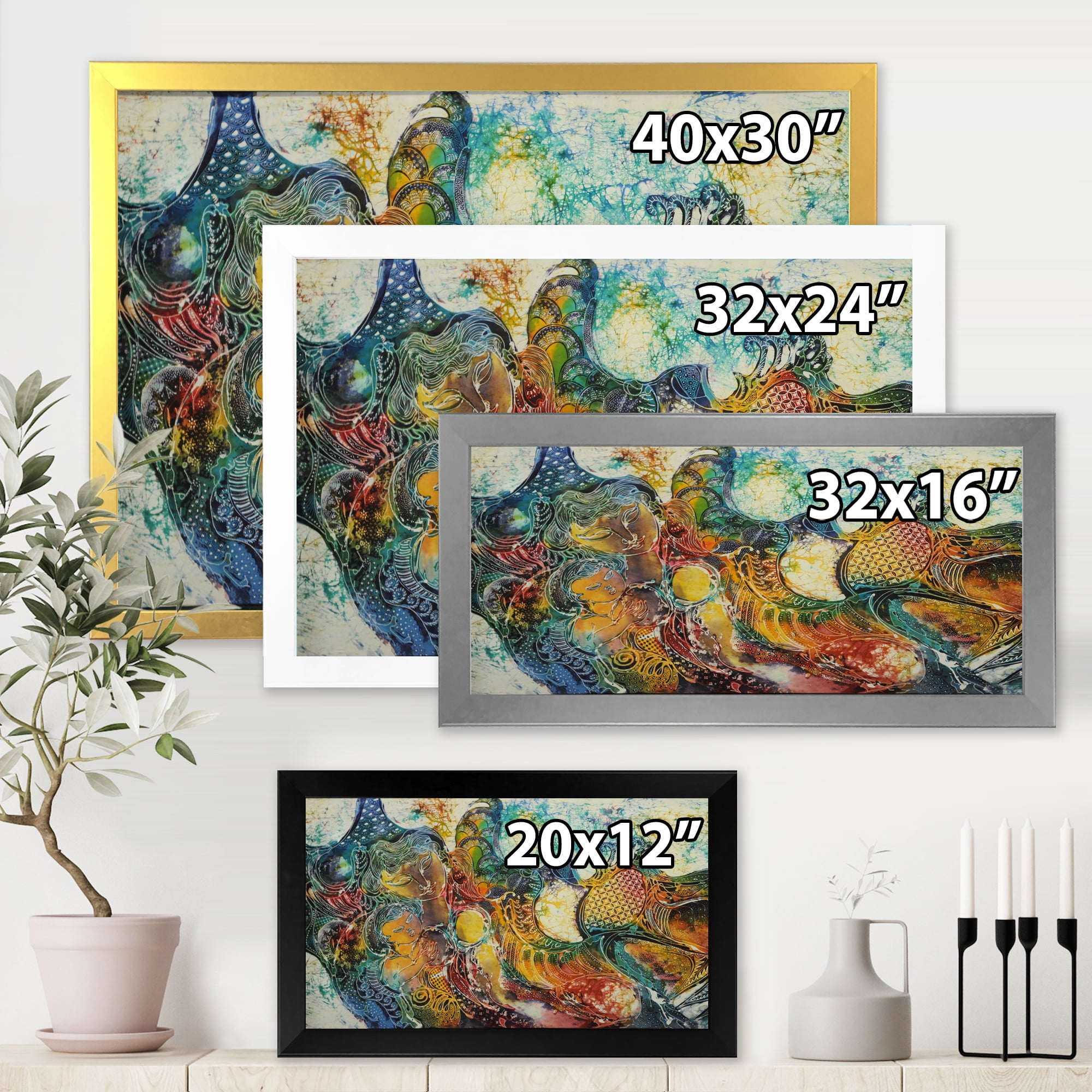 Designart 'Child With Mother With Batik' Modern Framed Art Print