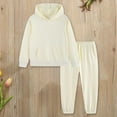 thumbnail image 2 of newwalpole Fall Outfits for Toddler Girl Boy Long Sleeve Top and Long Pants Set Toddler Sweatsuits Beige for Size 10-11 Years, 2 of 6