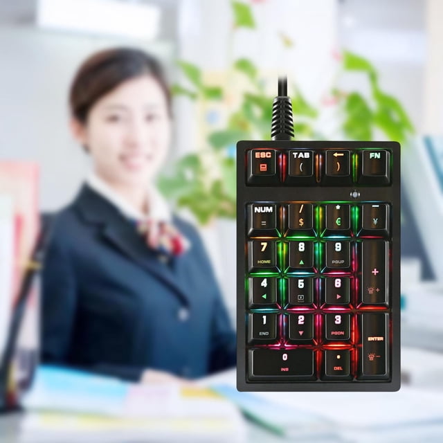 Teclado numérico mecánico perfecl K21 Interruptor azul de 21 teclas con cable USB para escritorio de cajero