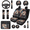 Bald Eagle with American Flag Pattern, variant on HUIACONG Skull Roses Butterflies Automotive Interior Accessories, with Steering Wheel Cover Automotive Cup Pad Key Ring Auto Hand Rest Mat Key Pendant Keychain