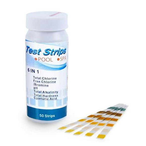 50PCS Water Quality Test Papers 6 in 1 Test Paper PH Test Strips Chlorine Alkaline Bromine Pool Spa High Test Paper