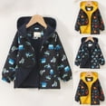 thumbnail image 4 of Gubotare Raincoat for Boys Toddler Boys Dinosaur Print Fleece Hooded Full-Zip Jacket 2-10 Years (Black,5-6 Years), 4 of 9
