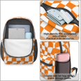 thumbnail image 4 of Orange and White Wavy Checkered Pattern 17" School Backpacks for Teens,Waterproof Oxford Fabric,S-Shape Padded Straps for School,Travel,Hiking,Camping, 4 of 6