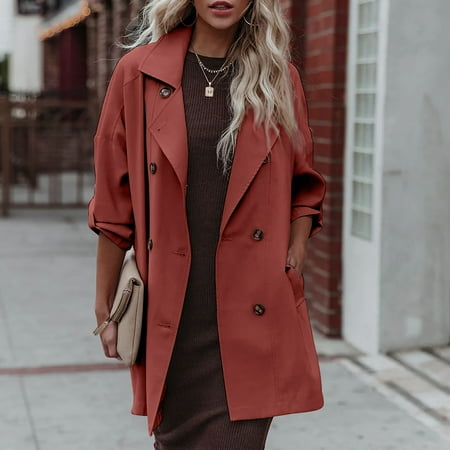 

Zedker Womens Lightweight Jackets Casual Stylish Womens Winter Coats Plus Size Fashion Woman Long Sleeve Open Front Loose Outerwear Solid Blouse Coat Tops Pockets Blouse