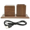 thumbnail image 2 of Pen Holder Clock, Three Groups Alarm Settings Pen Container Clock Simple Aesthetic Design  For Office For Home Brown Wood Red Light, 2 of 8
