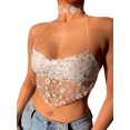 thumbnail image 1 of Camisola de encaje para mujer Chaleco con cuello en V con tiras Sexy Bralette estampado floral Crop Top XBTCLXEBCO Blanco, Medianaediana, 1 of 6