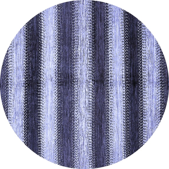 Ahgly Company Machine Washable Indoor Round Abstract Blue Modern Area Rugs, 7' Round