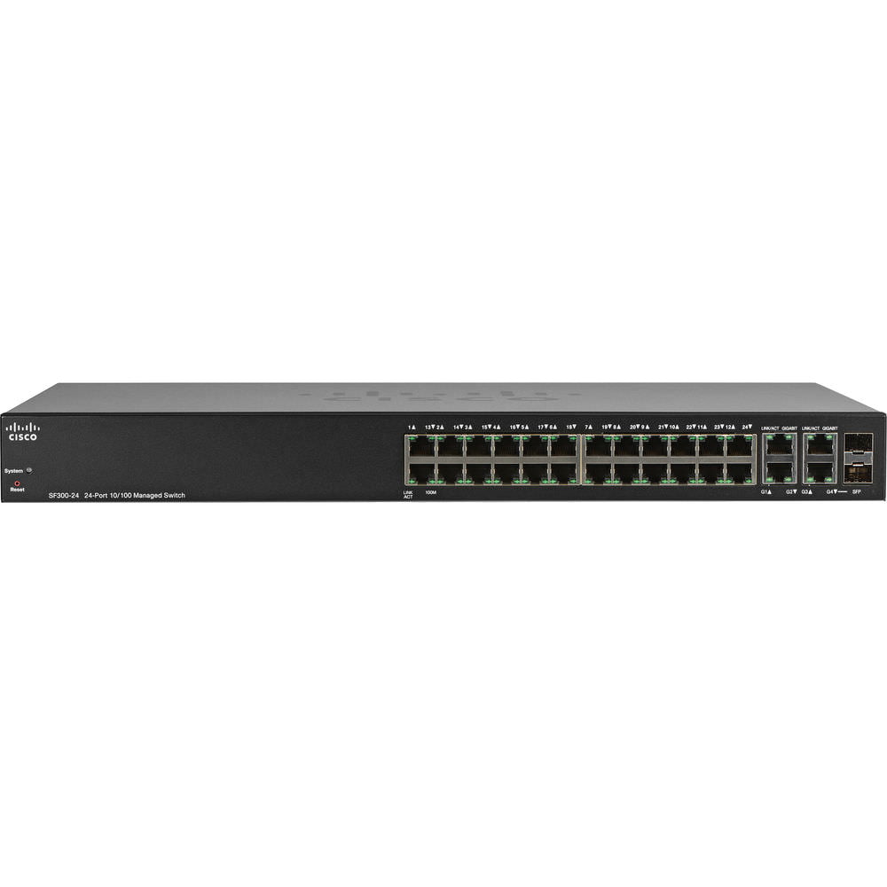 24-Port 10/100 PoE Managed Switch with Gigabit Uplinks Cisco SF 300-24P SRW224G4P-K9-NA