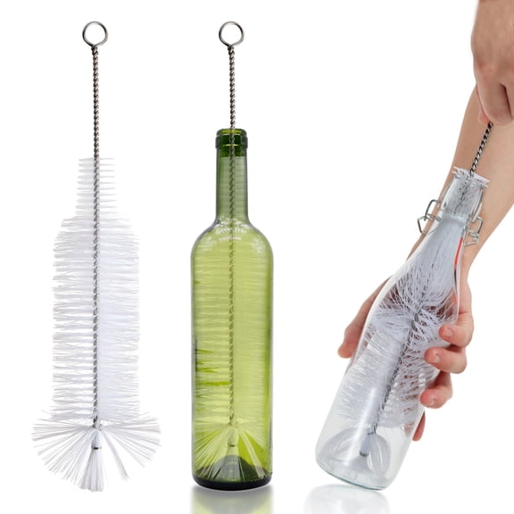 Bottle Brush-Ideal for Cleaning Narrow Neck Swing Top Glass, Brewing, Wine, Beer, Soda, Spray, Kombucha Bottles (White 1Pack)