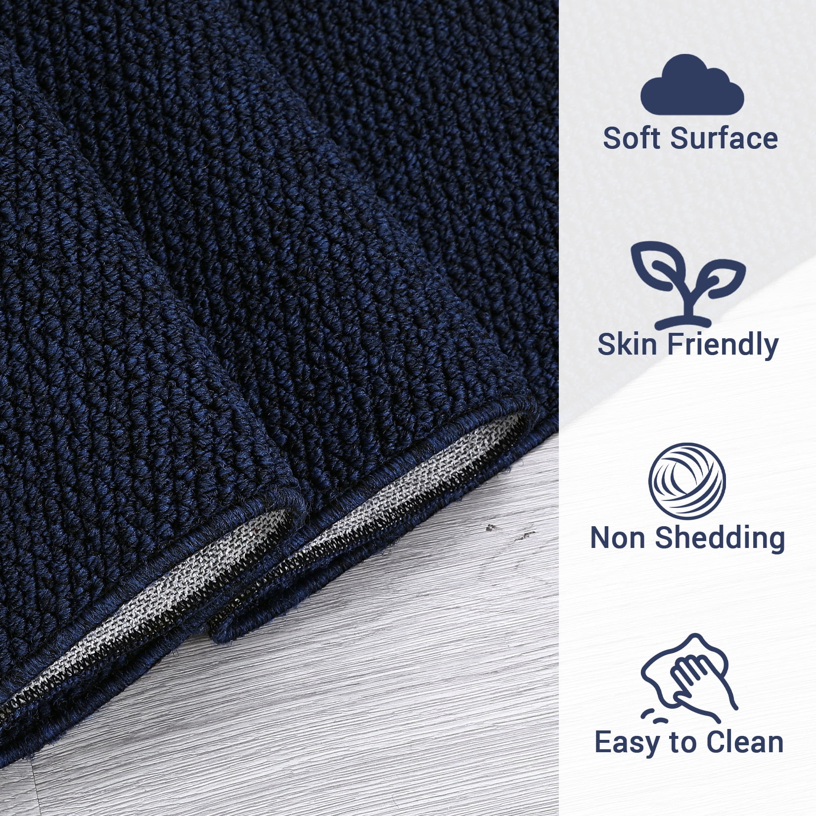 Hasoo 8' x 10' Area Rug for Living Room Solid Textured Vintage Rug Non Slip Throw Rugs Indoor Carpet, Navy