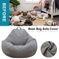thumbnail image 6 of Lazy Sofas Cover Large Bean Bag Cover Without Filler Adults Couch Living Room Bedroom Home Tatami Lounger Comfortable Seat Cover (gray 100x120cm), 6 of 7