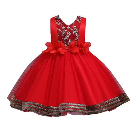Fesfesfes Toddler Kid Girl Lace Sleeveless Dress Princess Gown Party Tulle Dress Cosplay Dress Clearance Under 10$