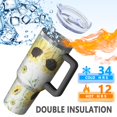 thumbnail image 5 of Sunflower 40oz Tumbler with Handle and Straw, Large Capacity Travel Cup for Hot & Cold Drinks, Double Walled Vacuum Insulated Cup, Butterfly Lover Birthday Gifts for Women Girls, Spring, 5 of 6