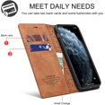 thumbnail image 5 of Case for iPhone 11 6.1 inch, Vintage Classic Matte Leather Wallet Case Flip Notebook Style Cover with Magnetic Closure Kickstand Card Slots - Brown, 5 of 7
