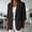 Dark Gray, variant on Women Cotton Linen Single Button Blazer, Notched Lapel 3/4 Cuffed Roll Sleeve Loose Casual Suit Jacket with Dual Front Storage Pockets Brown L