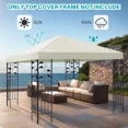thumbnail image 4 of SHANNA Gazebo Replacement Canopy Roof, 10' x 10' Outdoor Waterproof BBQ Gazebo Canopy Top Cover, Beige, Single Roof, 4 of 8