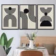 thumbnail image 3 of PixonSign Framed Canvas Print Wall Art Set Duotone Geometric Mid-Century Stripe Circles Abstract Shapes Illustrations Modern Art Boho Decorative for Living Room, Bedroom, Office - 16"x24"x3 BLACK, 3 of 5