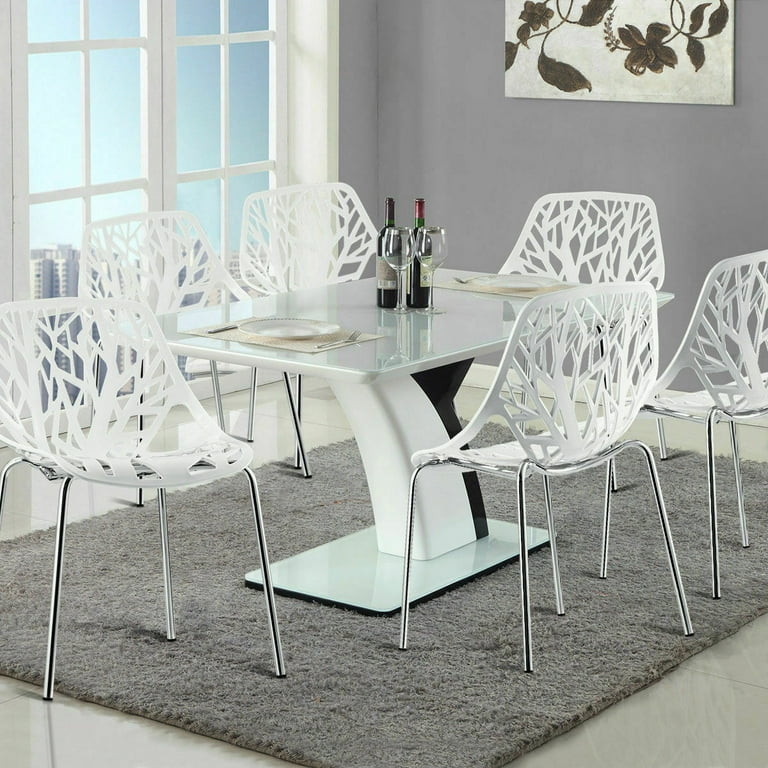 Costway 6-Piece Birch Sapling Dining Chairs, Stackable, Armless