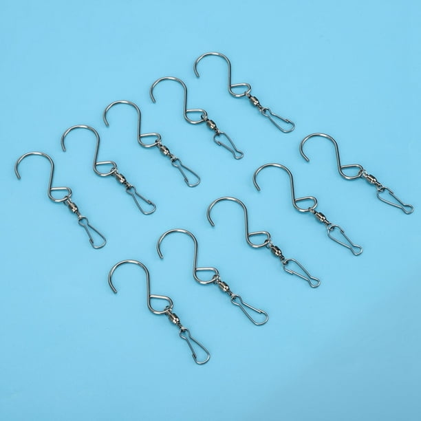 10 ganchos en forma de s, gancho giratorio de 360 grados, suministros para colgar de acero inoxidable, clip de gancho en espiral giratorio multifuncio para cocina y baído