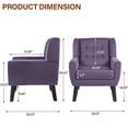 thumbnail image 2 of UIXE Accent Chair Set of 2 Velvet Upholstered Armchair for Living Room Modern Arm Chair, Purple, 2 of 7