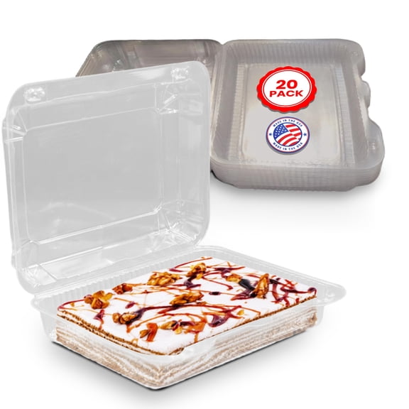 MT Products Clear Deep OPS Clamshell Take Out Containers 10.5" x 8.37" x 2.87" - Plastic Dessert Containers with Lids - Pack of 20