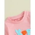 thumbnail image 6 of Suealasg Newborn Baby Girls Outfits Short Sleeve Crew Neck Embroidery Letters Romper Bodysuit Infant Easter Clothes, 6 of 9